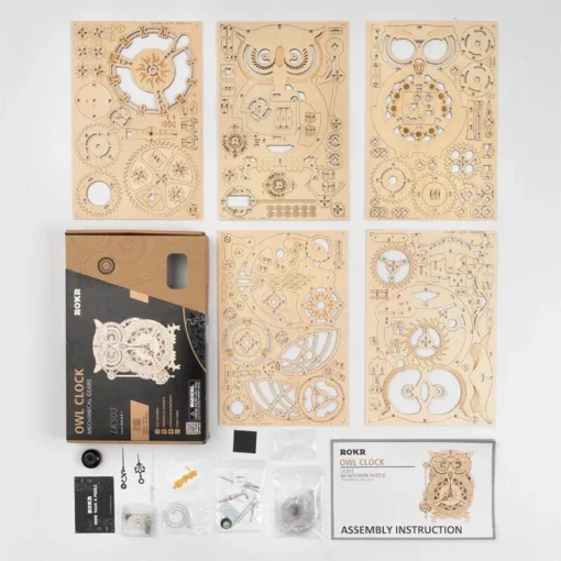 3D Wooden Owl Clock Puzzle – Interactive Building Kit for Creative Minds - Image 4