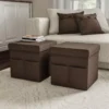 2-Pack Square Foldable Storage Ottoman with Pockets