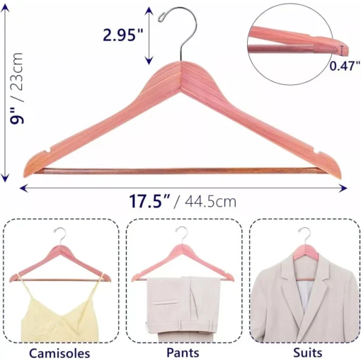 Luxurious Red Cedar Wood Hangers 30-Pack with 360° Swivel Hook - Image 7