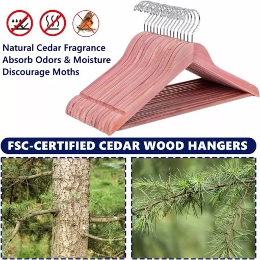 Luxurious Red Cedar Wood Hangers 30-Pack with 360° Swivel Hook - Image 5