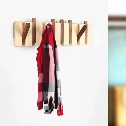 Wall-Mounted Wooden Coat & Hat Rack - Image 3