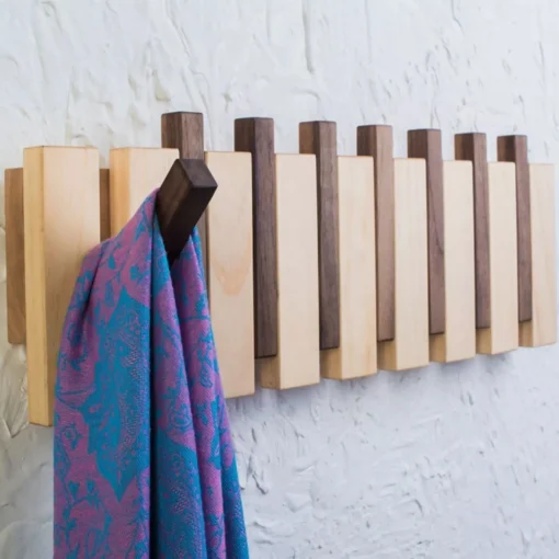 Wall-Mounted Wooden Coat & Hat Rack - Image 2