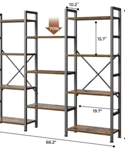 Modern Triple 4-Tier Wide Bookshelf for Home & Office