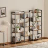 Modern Triple 4-Tier Wide Bookshelf for Home & Office