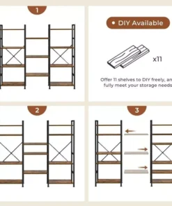 Modern Triple 4-Tier Wide Bookshelf for Home & Office
