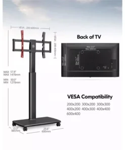 Adjustable & Swivel Universal Floor TV Stand Cart