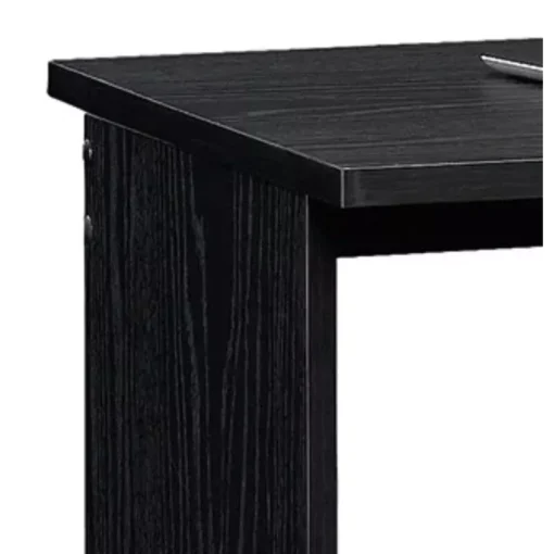 Compact Black Oak Writing Desk with Storage Shelves - Image 4