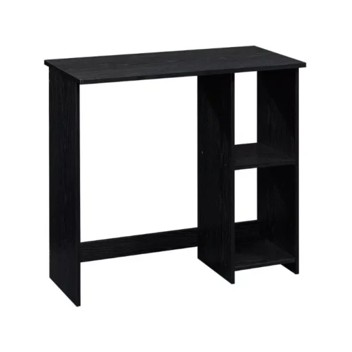 Compact Black Oak Writing Desk with Storage Shelves - Image 2