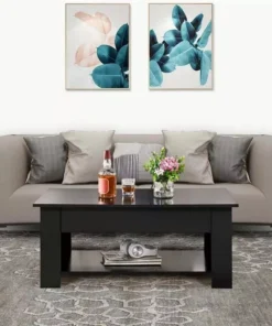 Black Lift Top Coffee Table with Hidden Storage