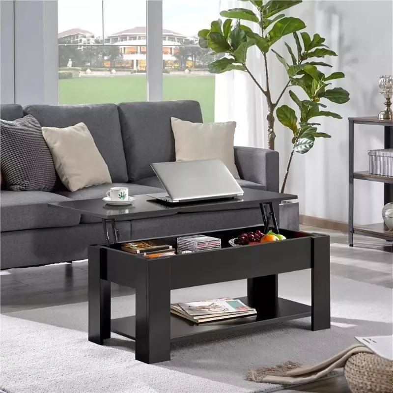 Black Lift Top Coffee Table with Hidden Storage