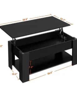 Black Lift Top Coffee Table with Hidden Storage