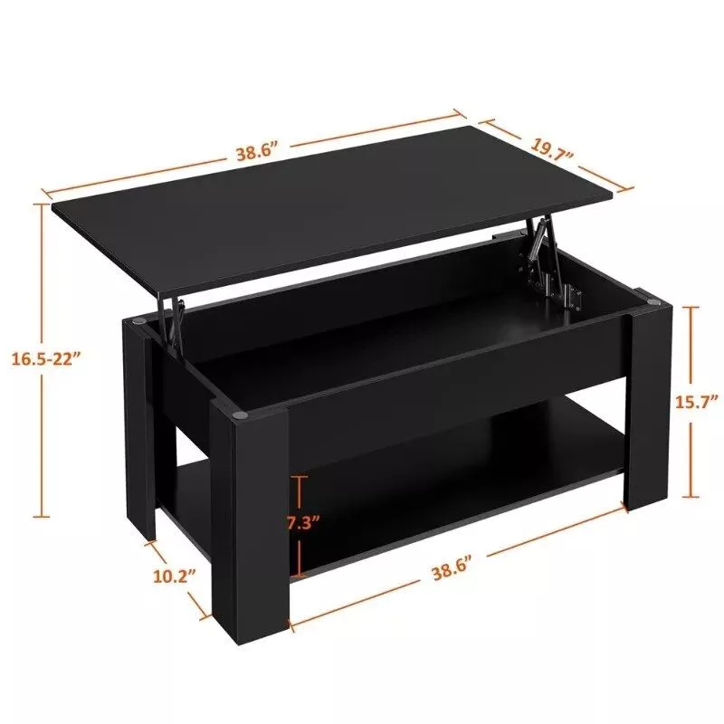 Black Lift Top Coffee Table with Hidden Storage