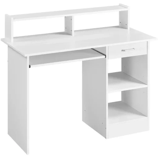 Modern Wooden Computer Desk with Storage & Keyboard Tray - Image 6