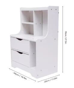 Modern Minimalist Nightstand with Dual Storage Drawers and Shelf