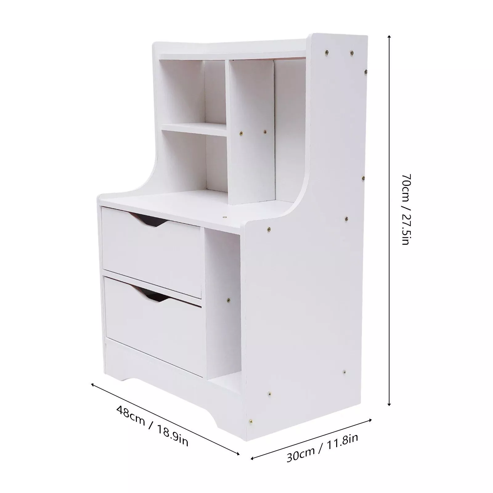 Modern Minimalist Nightstand with Dual Storage Drawers and Shelf