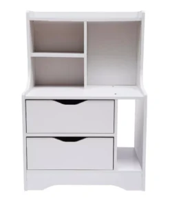 Modern Minimalist Nightstand with Dual Storage Drawers and Shelf