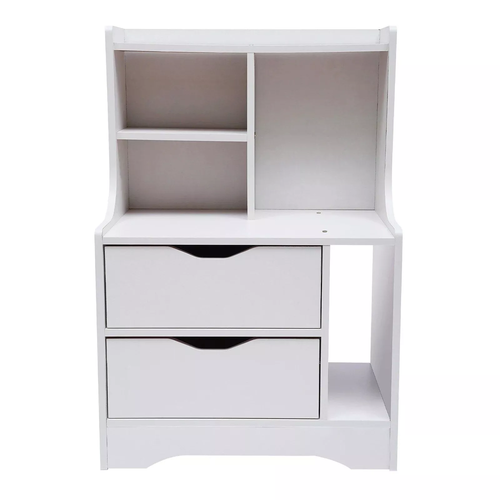 Modern Minimalist Nightstand with Dual Storage Drawers and Shelf