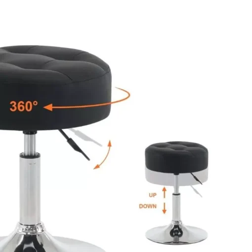 Tufted Adjustable Swivel Makeup Ottoman Stool - Image 4