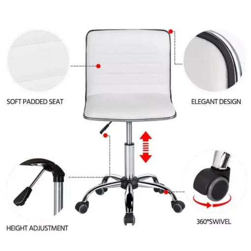 Adjustable Modern Faux Leather Swivel Office Chair - Image 4