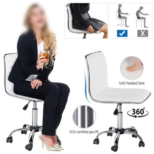 Adjustable Modern Faux Leather Swivel Office Chair - Image 5
