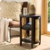 Charcoal Caning Rattan Side Table with Storage