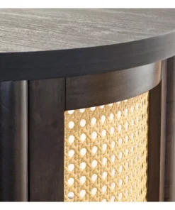 Charcoal Caning Rattan Side Table with Storage