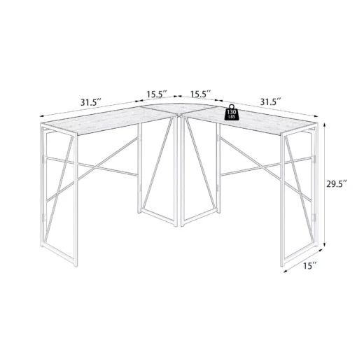 White L-Shaped Corner Desk for Home Office - Image 7