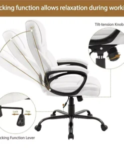 Ergonomic Faux Leather Swivel Chair for Home Office
