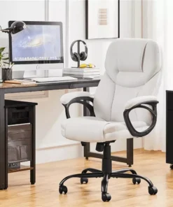 Ergonomic Faux Leather Swivel Chair for Home Office