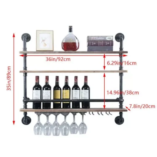 Industrial Pipe & Wood Wine Rack - Image 7