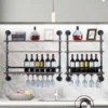 Industrial Pipe & Wood Wine Rack