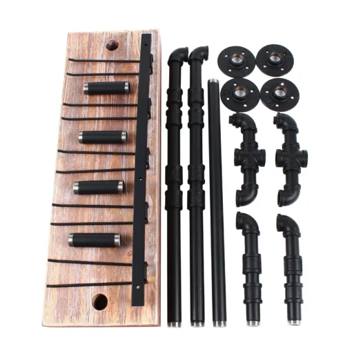 Industrial Pipe & Wood Wine Rack - Image 4