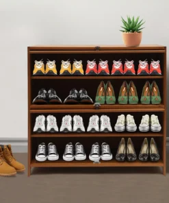 4-Tier Bamboo Shoe Rack Bench