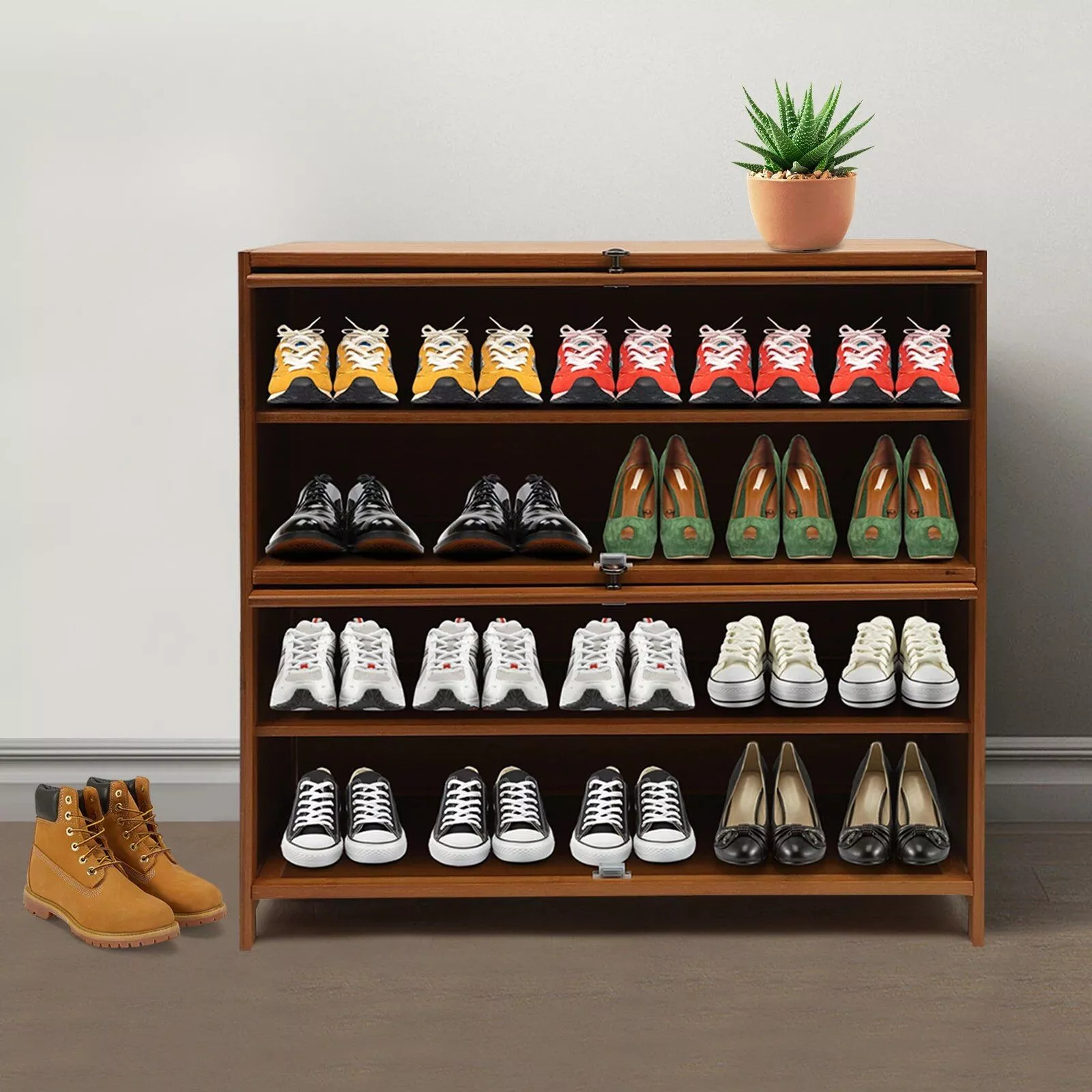 4-Tier Bamboo Shoe Rack Bench