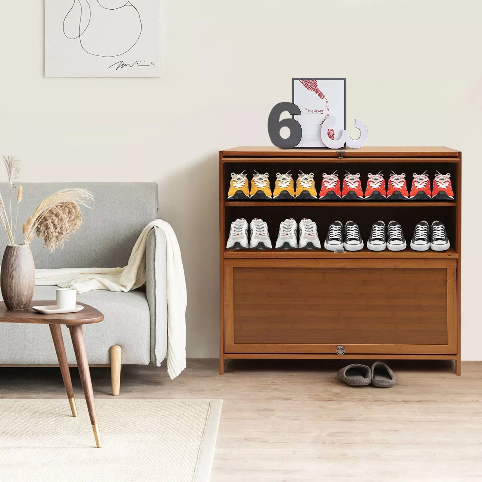 4-Tier Bamboo Shoe Rack Bench