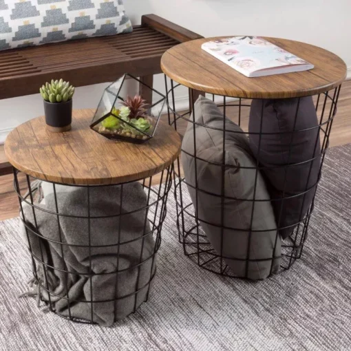 Modern Nesting End Tables with Storage - Image 2