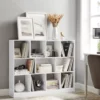 Elegant White Bookshelf with 11 Compartments for Stylish Home Storage