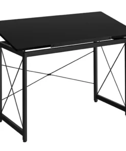 Adjustable Black Drafting Table with Tilt Surface & Sturdy Metal Frame