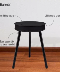 Modern Bluetooth Speaker End Table with USB Charging Port