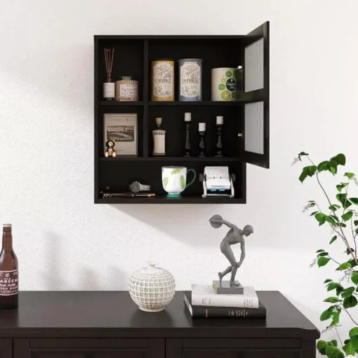Wall Mounted Bamboo Bathroom Mirror Cabinet - Image 6