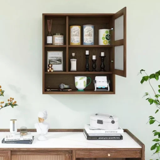 Wall Mounted Bamboo Bathroom Mirror Cabinet - Image 3