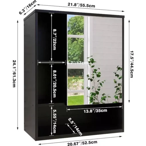 Wall Mounted Bamboo Bathroom Mirror Cabinet - Image 9
