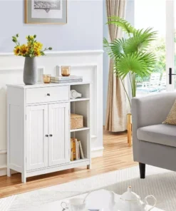 Modern White Large Storage Cabinet with Drawer for Versatile Use