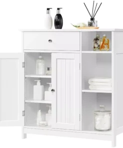 Modern White Large Storage Cabinet with Drawer for Versatile Use