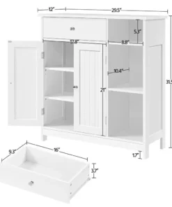 Modern White Large Storage Cabinet with Drawer for Versatile Use
