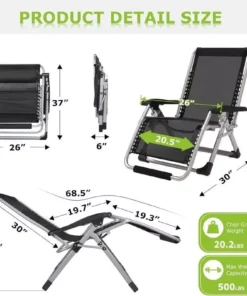 26In Zero Gravity Lounge Chair with Removable Cushion & Headrest