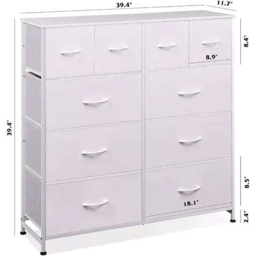 Modern White Storage Dresser with 10 Deep Drawers for Versatile Use - Image 7