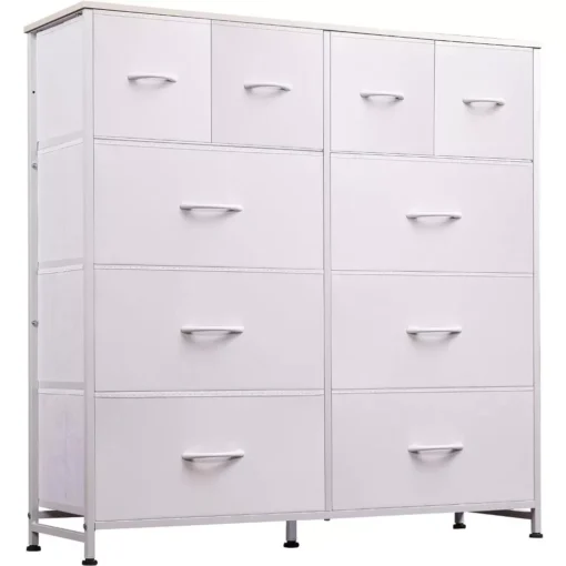 Modern White Storage Dresser with 10 Deep Drawers for Versatile Use - Image 8