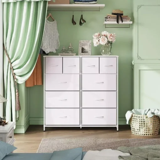 Modern White Storage Dresser with 10 Deep Drawers for Versatile Use - Image 2