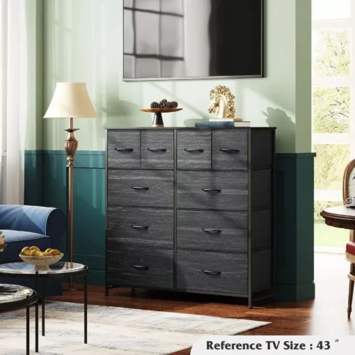 Modern White Storage Dresser with 10 Deep Drawers for Versatile Use - Image 4